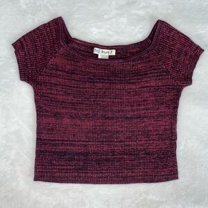 Knitted Crop Top T-Shirt, Casual Short Sleeve Top